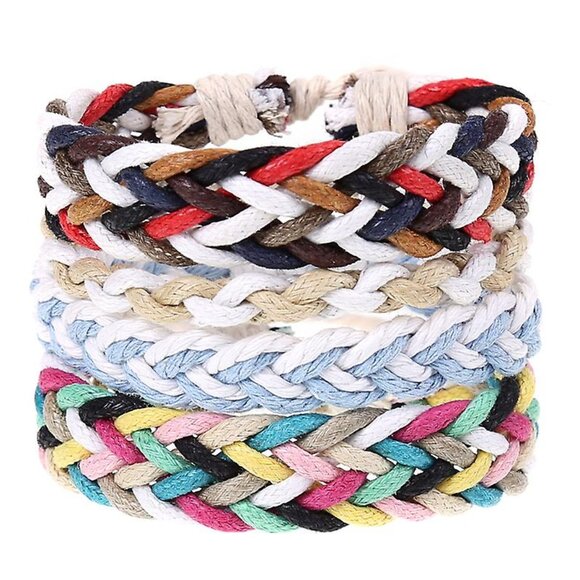 Colorful Braided Friendship Bracelets – Set of 4 - Picture 1 of 2
